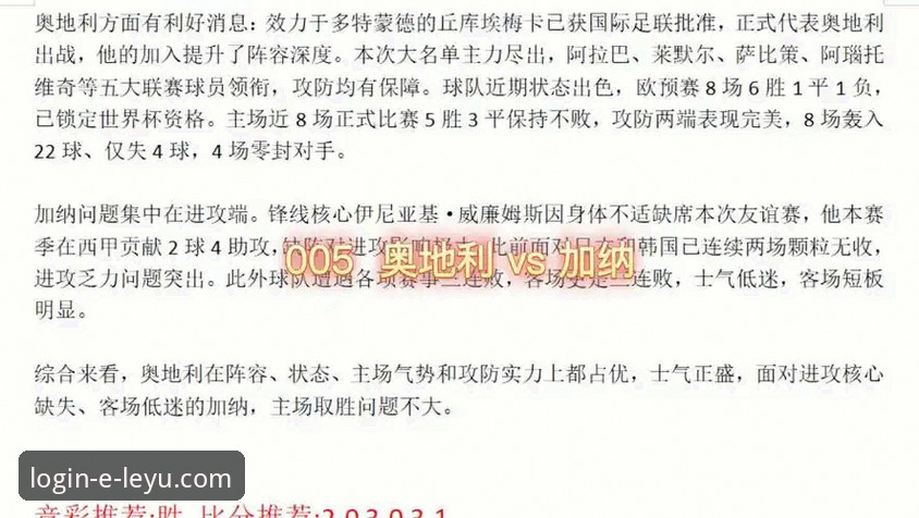 资深球迷分享：如何通过乐鱼APP深度解析奥地利5-1大胜加纳